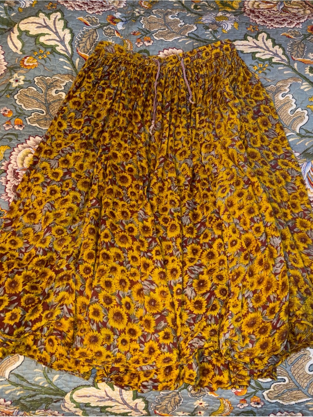 Vintage short circuit Sunflower Print Midi Skirt